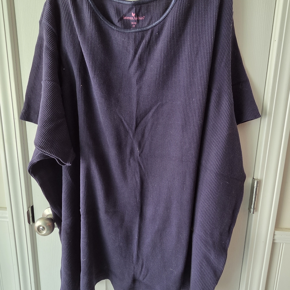 Woman Within Navy Blue Ribbed Tunic Top